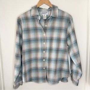 Pendleton Blue Plaid Brushed Flannel Button Up Shirt Women’s Medium